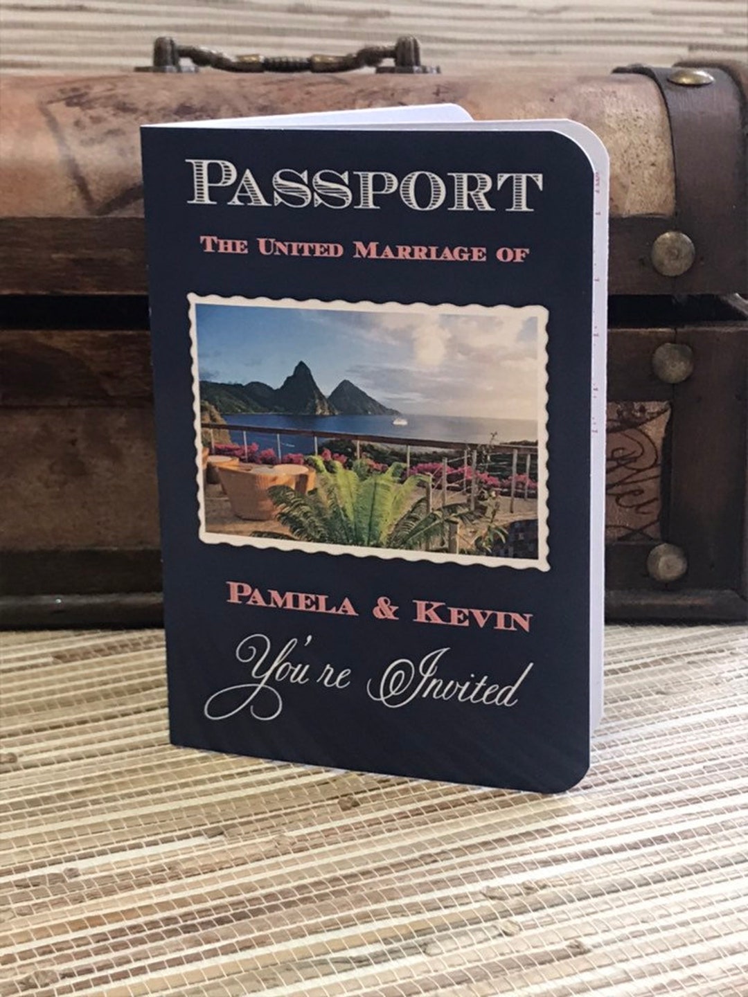 St. Lucia Passport Invitation. Passport Wedding Invitation. Travel