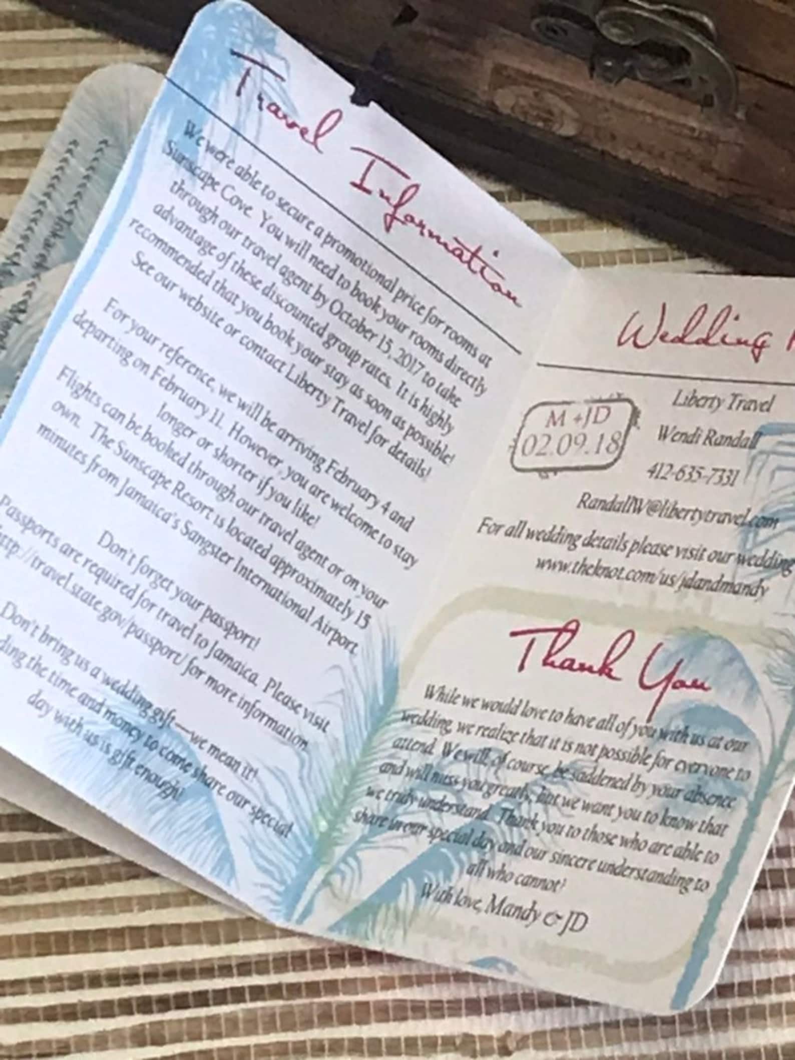 Jamaica Wedding Invitation. Jamaica Passport Invitation. Etsy