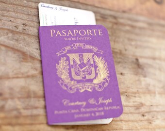 Destination Wedding Invitation. Passport Wedding Invitations. DEPOSIT: Dominican Republic Passport