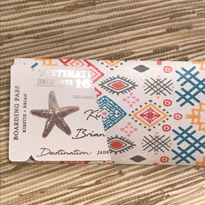 Starfish Foil Boarding Pass Invite. Beach Wedding Invitation. Destination wedding save the date.  Starfish wedding invitation.