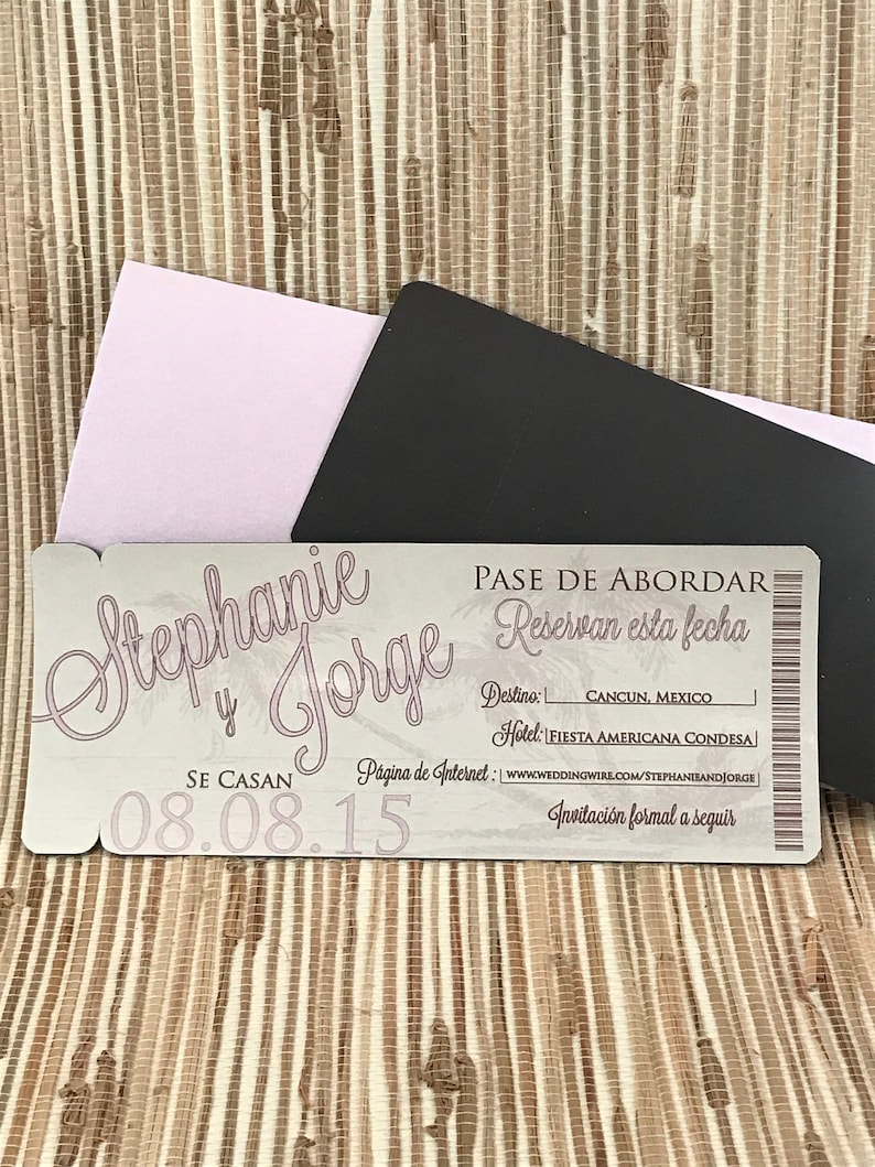 Spanish Boarding Pass Save the Date . Cancun Mexico Wedding Etsy