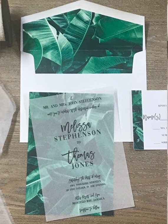 Tropical Wedding Invitation Destination Wedding Invitation Etsy