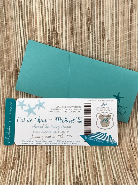 Disney Dream Wedding Invitation Disney Cruise Boarding Pass Etsy