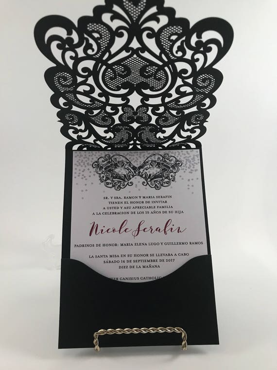 quinceanera invitations red and black quince invite laser cut invitation glitter quinceanera invite quince invitations