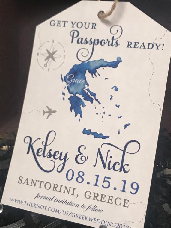 Greece Save The Date Destination Wedding Invitation Save The Etsy