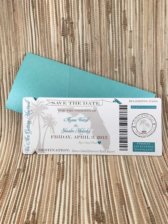Boarding Pass Save The Date Boarding Pass Invitation Etsy