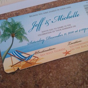 Boarding Pass Invitation. Beach Wedding Invitation. Tropical Wedding Invitation.