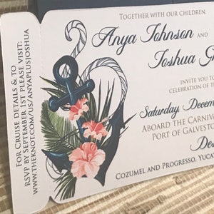 Boarding Pass Save the Date. Destination Wedding Invitation.  Floral Nautical Cruise Design boarding pass.