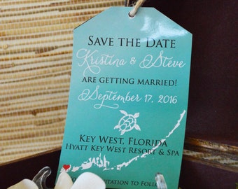 Florida Save the Date.  Florida Luggage Tag with Map.  Save the Date luggage tag.