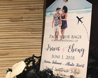 Engagement photo magnet save the date. Custom photo design. Destination Wedding Invitation. Save the Date Luggage Tag. Magnet luggage tag sa