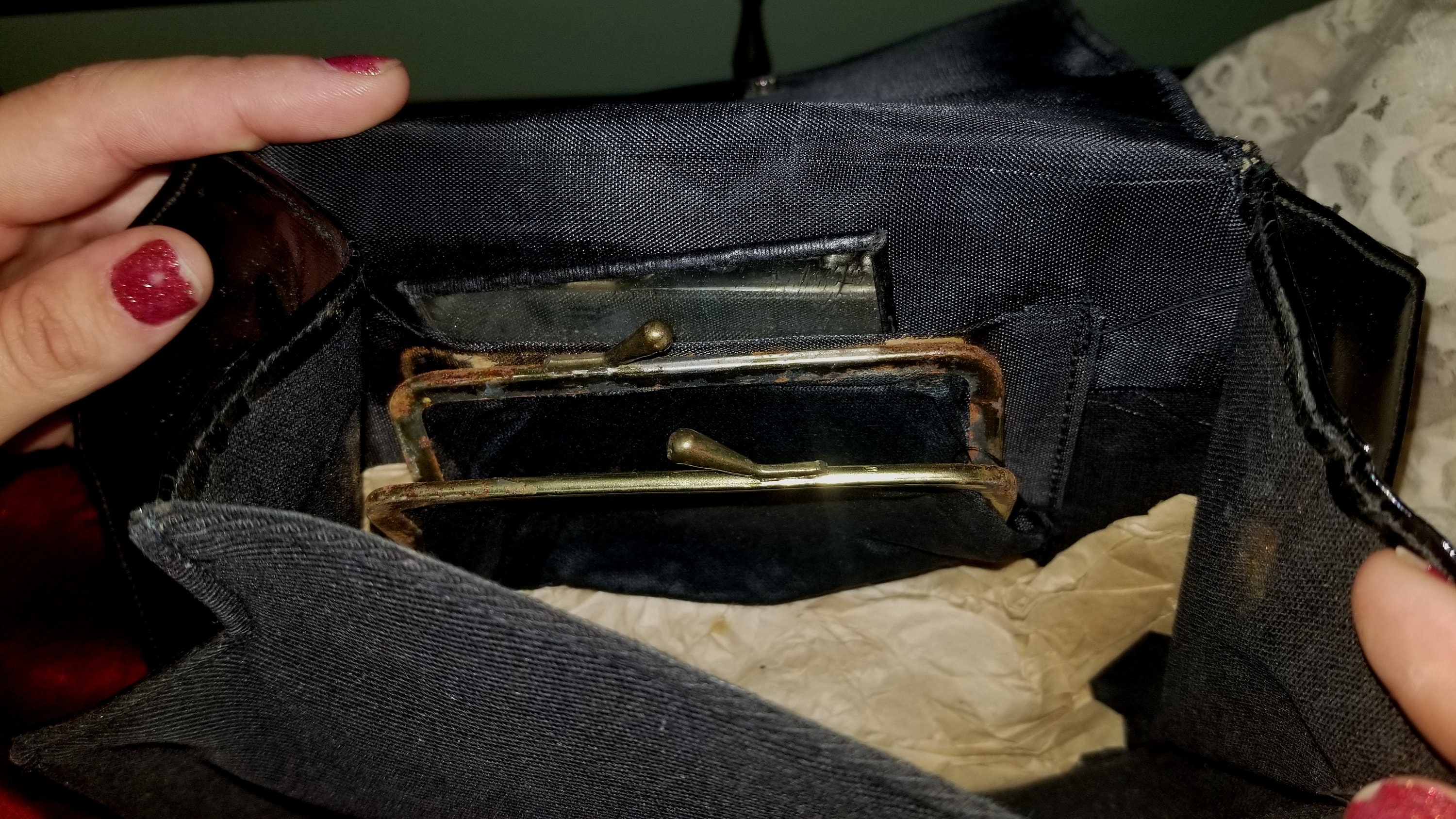 1938 JC Penneys Black Fabric Purse Clutch Wristlet Handbag Etsy.de