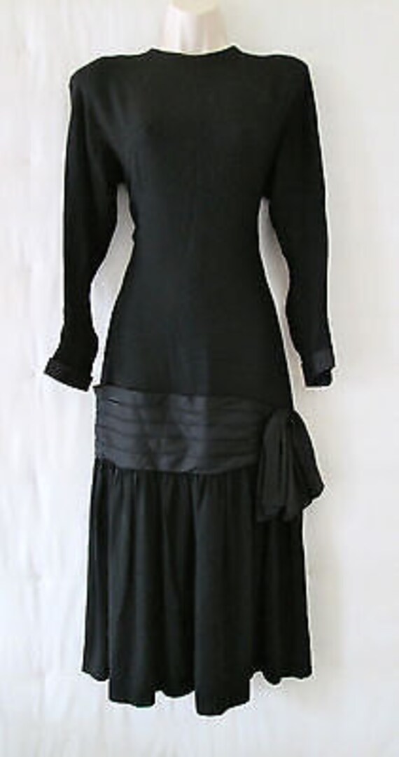 Vintage Franklin Salon Womens Black Crepe V Neck … - image 2