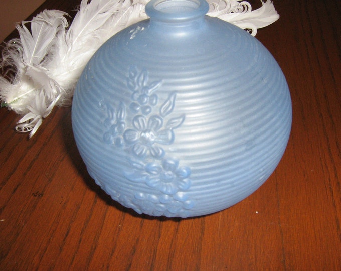 Blue Milk Glass Vase Etsy