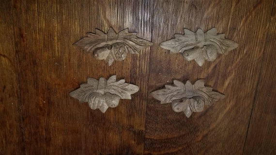 Antique Hand Carved Walnut Dresser Handles Drawer Pulls Acorns Etsy