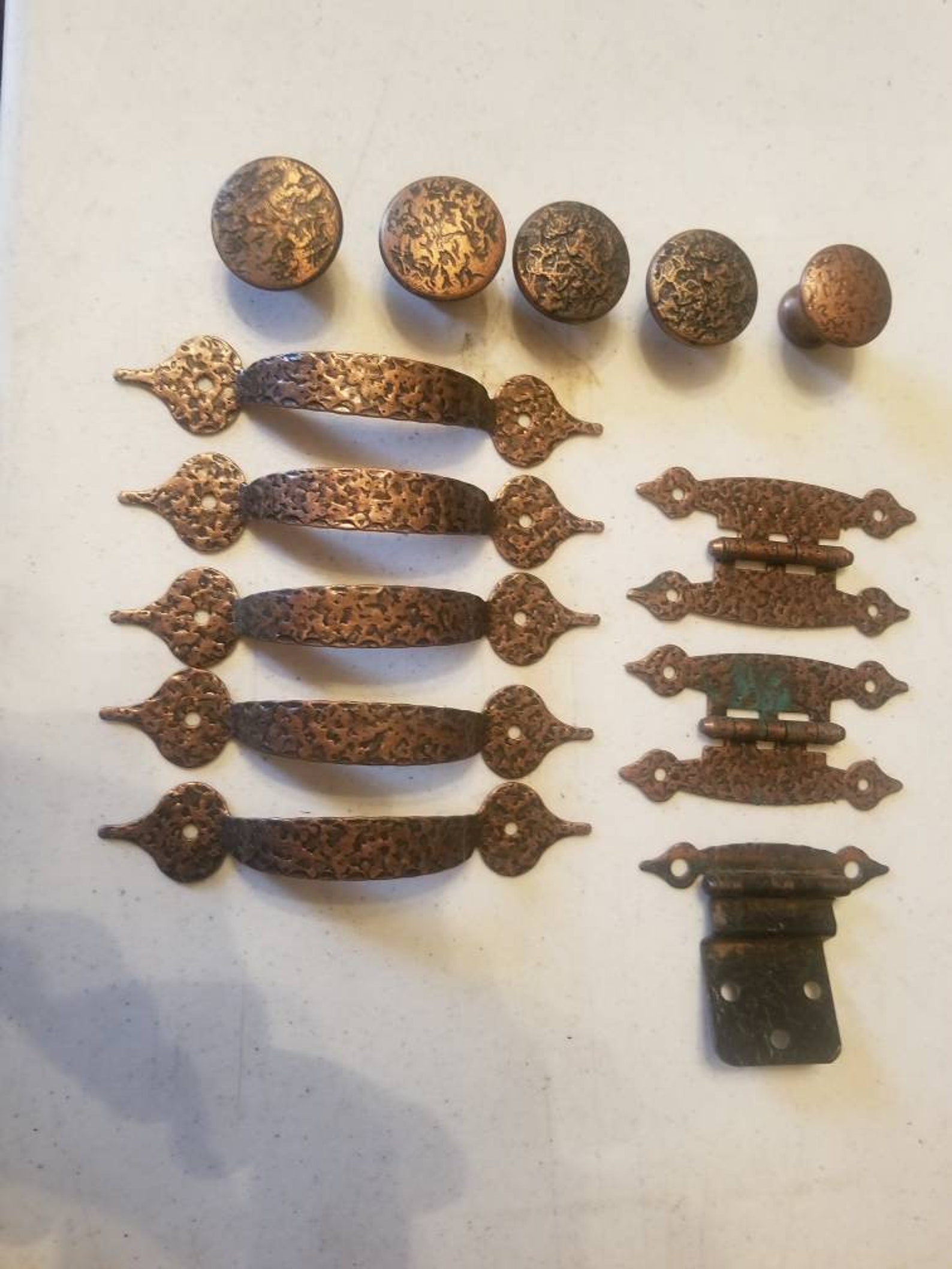 Vintage Copper Handles Knobs Hinges Pulls Hardware Cupboard Etsy