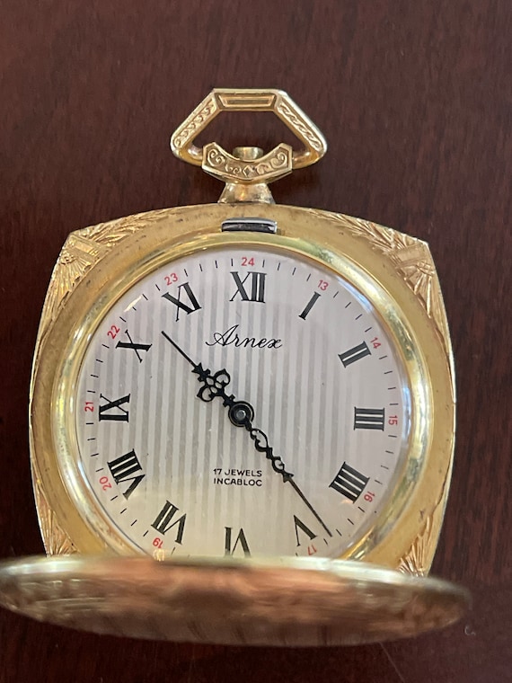 Vintage Arnex 17 Jewel Pocket Watch Gold Works Wi… - image 2