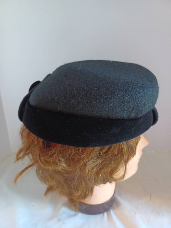 Vintage Saks Fifth Avenue Black Wool Hat Black Ve… - image 3