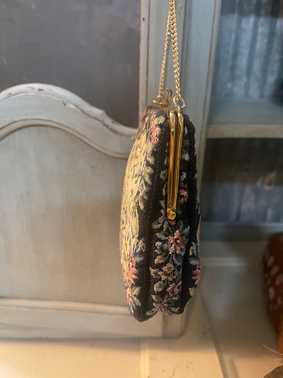 Vintage Tapestry Handbag Purse Black Background F… - image 4