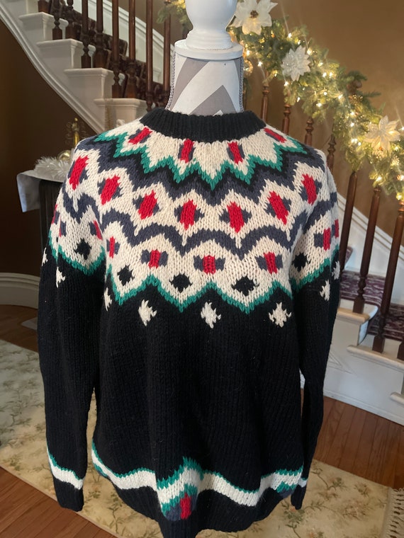 Vintage Bonwit Teller Hand Knitted Sweater Navy W… - image 1
