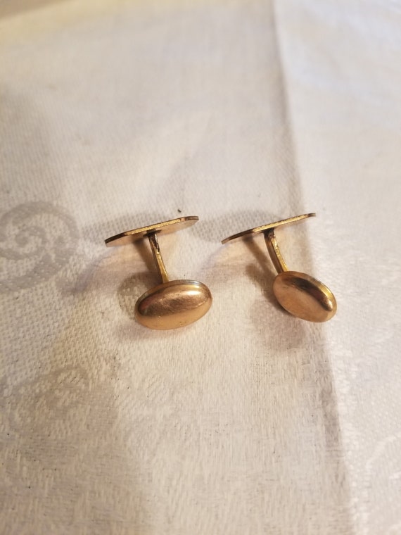 Vintage Gold Cuff Links Etched Buttons Mens Shirt… - image 3