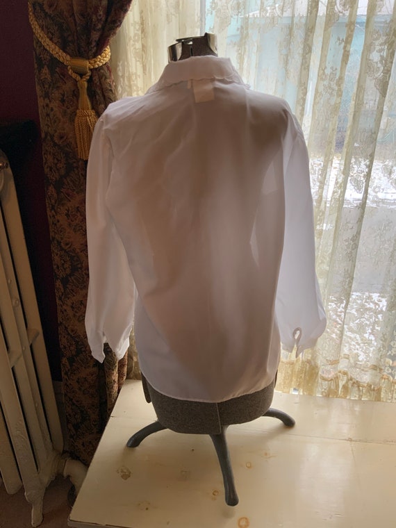 Vintage White Womens Ladies Long Sleeve Blouse La… - image 3