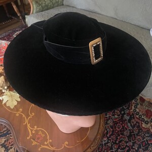 Vintage 1940s Phil Strann Black Cartwheel Hat With Bow Detail / Black 1940s Hats 1940s Black Hat - Etsy main image 4