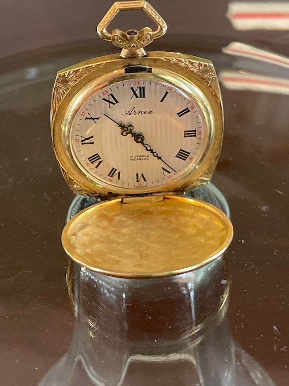 Vintage Arnex 17 Jewel Pocket Watch Gold Works Wi… - image 1