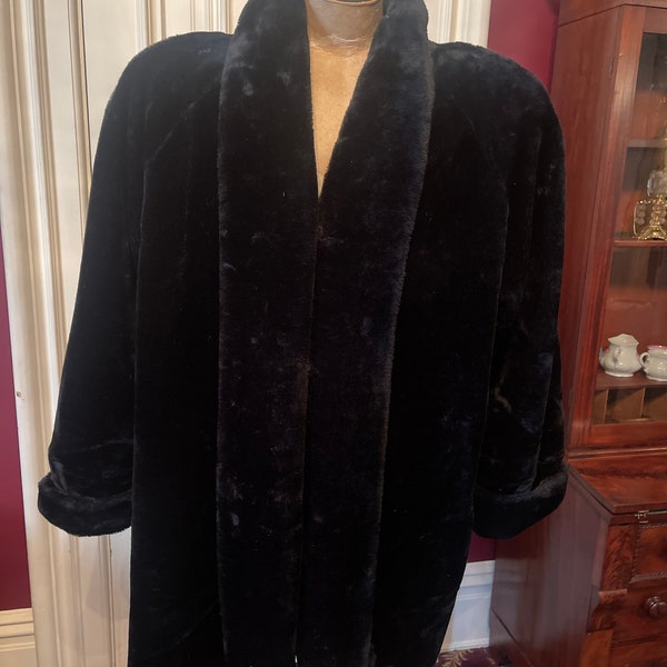 Monterey Fashions Made In USA Black Soft Faux Fur Coat Size 3x US