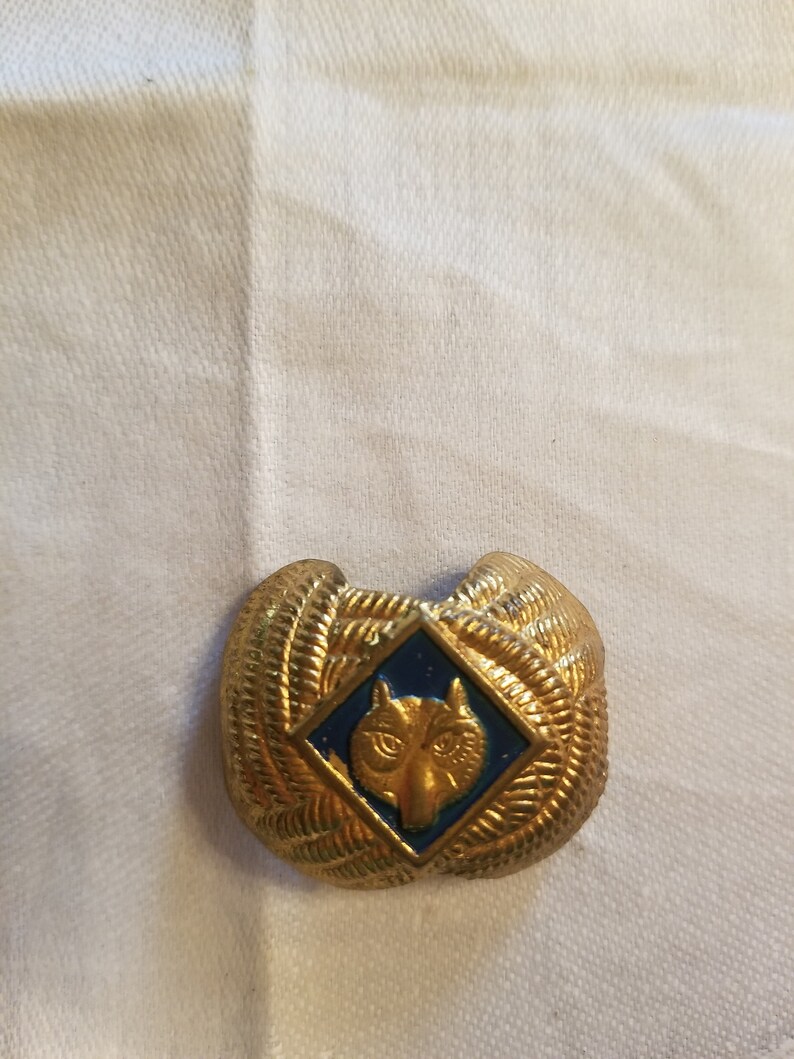 Vintage Boy Scout Tie Pin Clasp Gold Navy Blue Wolf Emblem Tie Etsy
