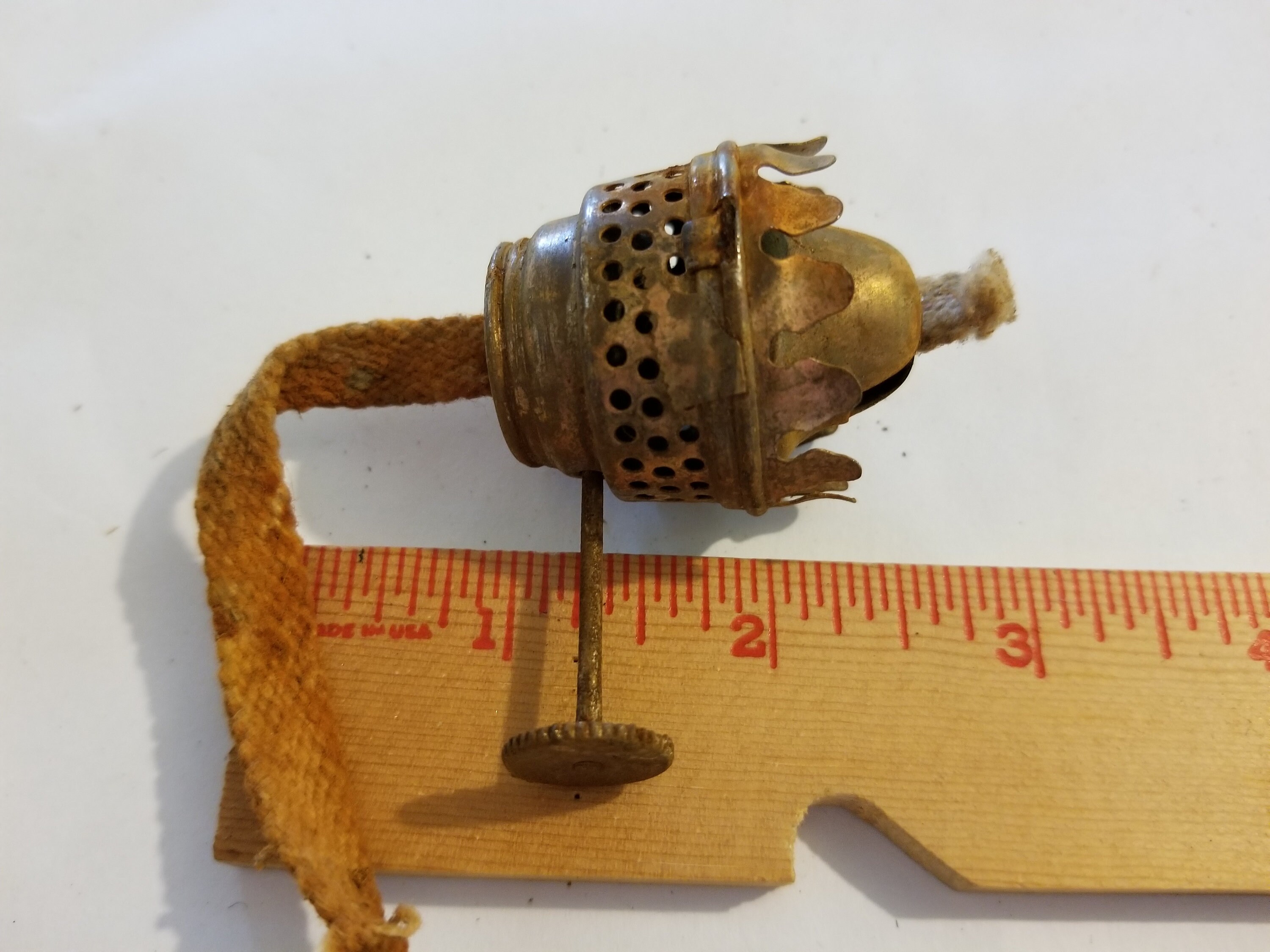 Antique Brass Wick Holder Oil Lamp Replacement Reuse Re