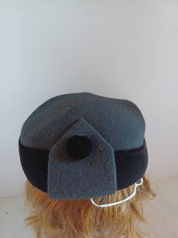 Vintage Saks Fifth Avenue Black Wool Hat Black Ve… - image 4