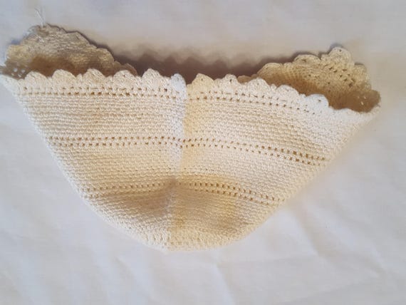 Vintage Crocheted Baby Bonnet Ivory Off White Han… - image 4