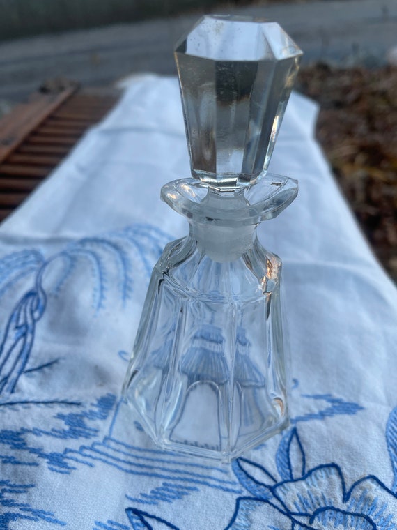 Vintage Perfume Bottle Clear Glass Multi Faceted … - image 2