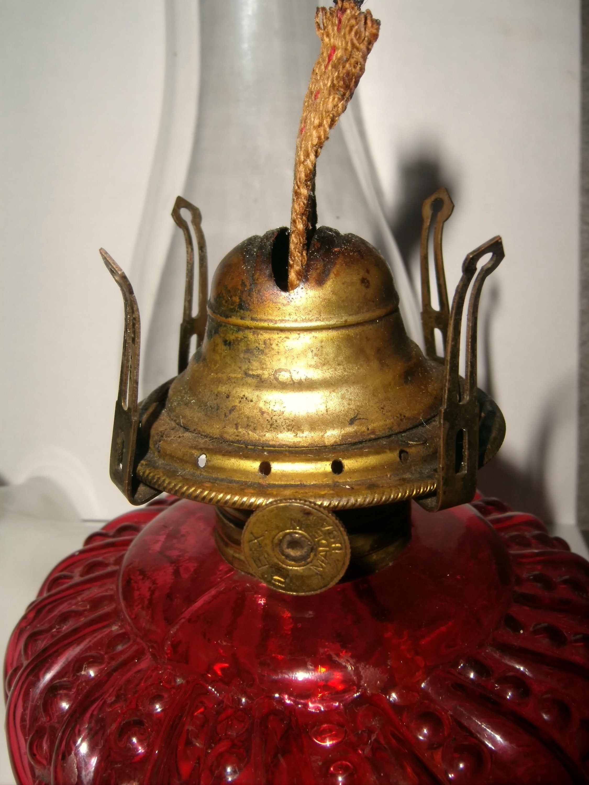 LAMP Cranberry Milk Glass Oil Fluid Kerosene Old Vintage - Etsy