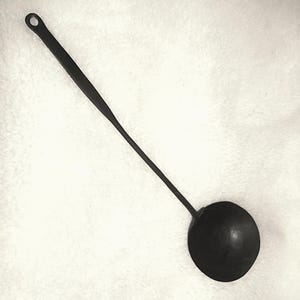ANTIQUE LADLE SPOON Iron Wrought Forged Metal Colonial Primitive Country Hearth Tool Old Vintage Antique Estate