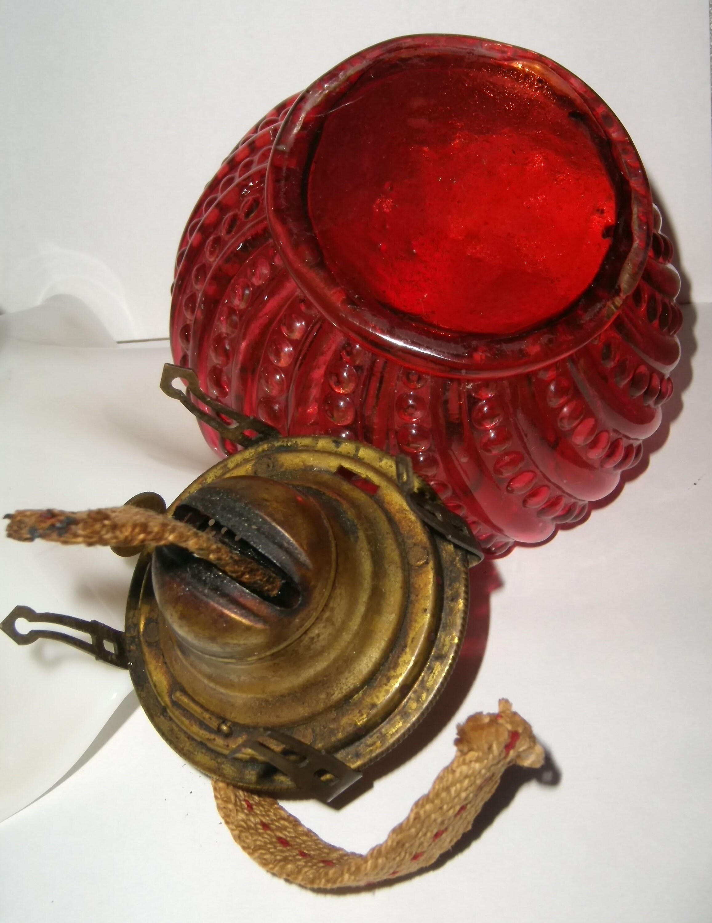 LAMP Cranberry Milk Glass Oil Fluid Kerosene Old Vintage - Etsy