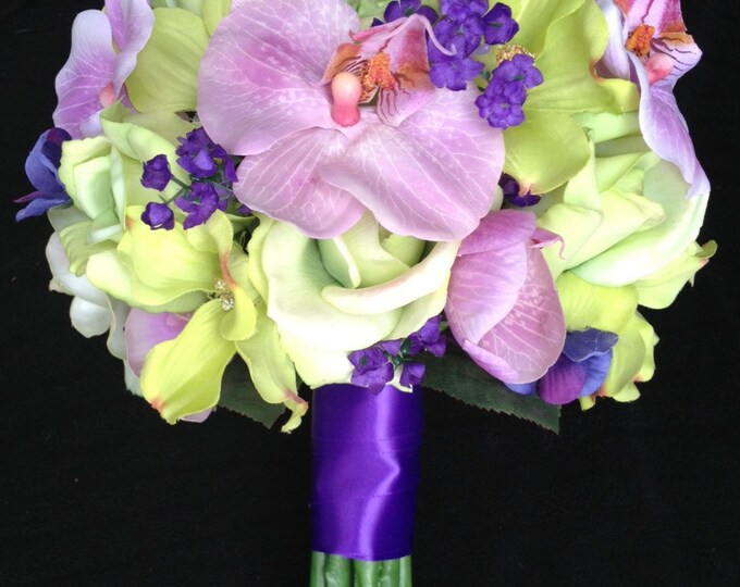 Truetouch Rose and Orchid Bouquet Lime Green Roses Light Etsy