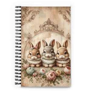 Cuaderno en espiral con 3 conejitos bebés / Lindo diario de conejitos para niños y niñas / Regalo perfecto para amantes de los animales