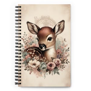 Cuaderno espiral Shabby Chic Baby Fawn / Diario lindo para niños / Papelería kawaii y regalos para baby showers