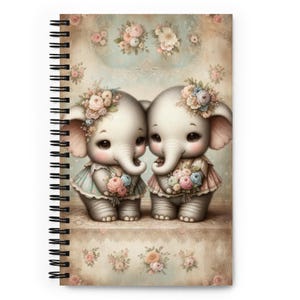 Cuaderno espiral con elefante bebé / Lindo material de papelería con forma de elefante / Regalo para niños y amantes de los elefantes / Suministros para llevar un diario y tomar notas