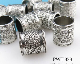 10 10mm barrel bali pewter beads