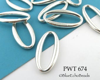 6 pcs - 29mm Large Oval Pewter Jump Ring Connector, Closed Connector, Silver Tone, 29mm x 15mm (PWT 674) BlueEchoBeads