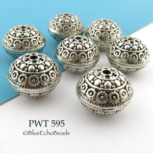 3 pcs - 18mm Large Pewter Bali Style Bead (PWT 595) BlueEchoBeads