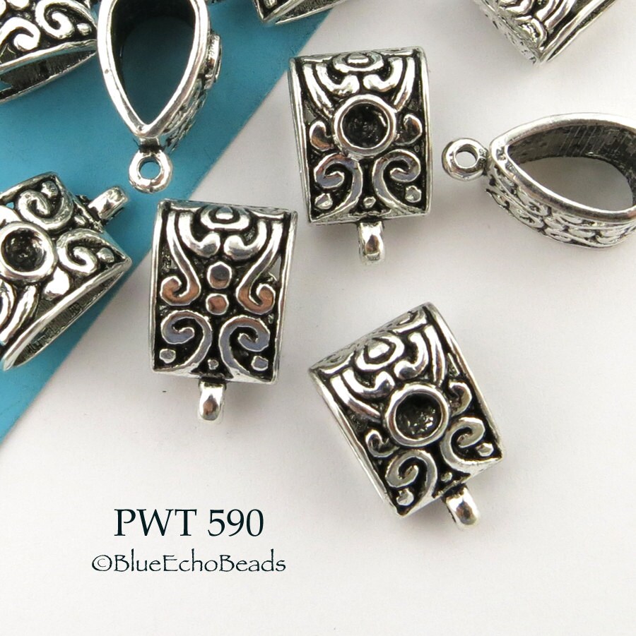 8 Pcs 14mm Pewter Charm Bail Large Decorative Pendant Bail Etsy