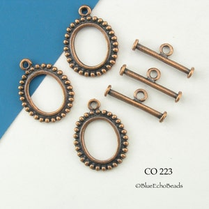 3 sets 20mm Oval Copper Toggle. Antiqued Copper Oval Clasp CO 223 BlueEchoBeads image 1