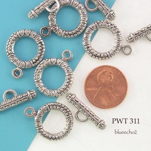 4 sets 17mm Pewter Toggle, Decorative Clasp. Silver Tone, Lead Safe PWT 311 Blue Echo Beads image 2