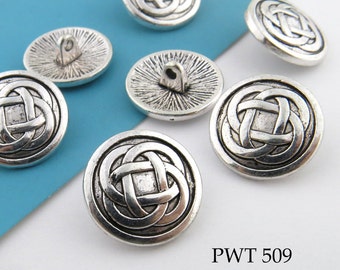 6 pcs - 5/8" Pewter Button, Celtic Cross 17mm, Shank Button, Silver Tone (PWT 509) 6 pcs BlueEchoBeads