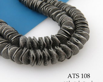 190 pcs - Dark Antique Silver Potato Chip Beads, 6mm, Wavy Disks , Cornflake Beads (ATS 108) BlueEchoBeads