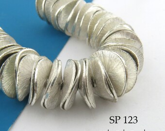 80 pcs - 12mm Potato Chip Beads Brushed Silver Plated Wavy Disks, Cornflake Beads (SP 123) Full Strand BlueEchoBeads