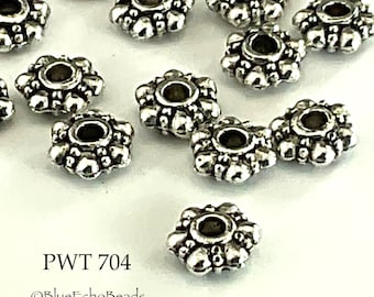 25 pcs - 7mm Pewter Beads, Rondelle, Spacer Bead (PWT 704) BlueEchoBeads